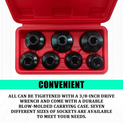 Oil Filter Socket Set Oil Filter Wrench Removal Tool Kit Includes 24mm 27mm 29mm 30mm 32mm 36mm 38mm, Fuel Filters Cap Remover Installer Socket Tool for Car Oils Change Accessories （7PCS） in Saudi Arabia