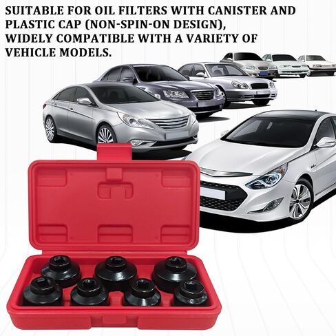 Oil Filter Socket Set Oil Filter Wrench Removal Tool Kit Includes 24mm 27mm 29mm 30mm 32mm 36mm 38mm, Fuel Filters Cap Remover Installer Socket Tool for Car Oils Change Accessories （7PCS） in Saudi Arabia