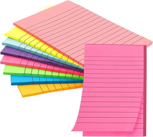 Lined Sticky Notes, Sticky Notes with Lines 8 Pads Large Colors Long Self-Stick Lined Stickies College Ruled Note Pads 4x6 Teacher Back to School Supplies and Oﬃce Products in Saudi Arabia