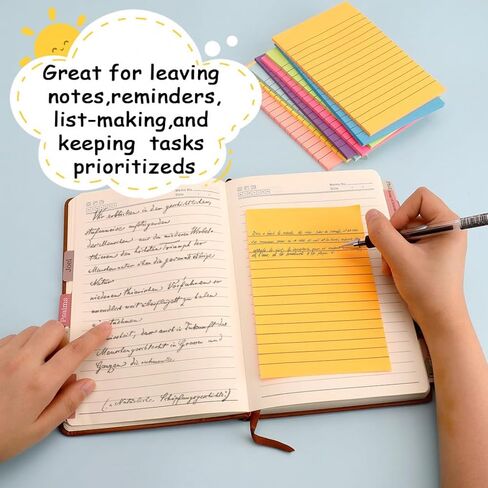 Lined Sticky Notes, Sticky Notes with Lines 8 Pads Large Colors Long Self-Stick Lined Stickies College Ruled Note Pads 4x6 Teacher Back to School Supplies and Oﬃce Products in Saudi Arabia