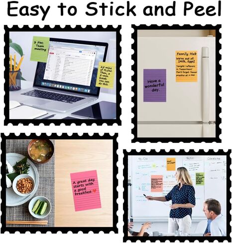 Lined Sticky Notes, Sticky Notes with Lines 8 Pads Large Colors Long Self-Stick Lined Stickies College Ruled Note Pads 4x6 Teacher Back to School Supplies and Oﬃce Products in Saudi Arabia