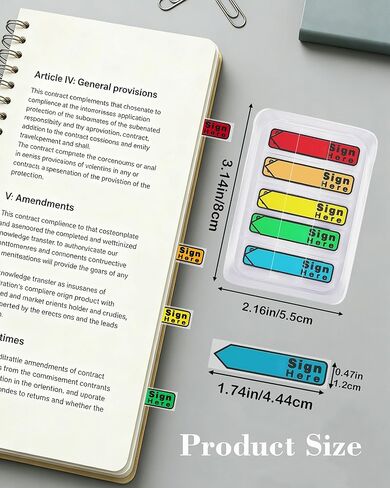 10 Pack 1000 Pcs Sign Here Sticky Tabs, Multicolor Sign & Date Flags, Signature & Initial Here Post It Flags, Removable Page Markers for Notary, Office, Books & Documents in Saudi Arabia