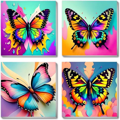 4 Pack Paint by Numbers Kit for Kids, Butterfly Color by Number Painting Kits for Kids Ages 8-12 Butterfly Paint by Numbers with Framed Canvas Children DIY Paints by Number Kits for Beginners 8x8 Inch in Saudi Arabia
