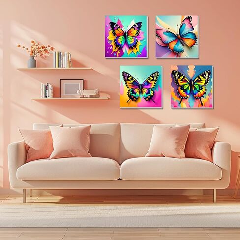 4 Pack Paint by Numbers Kit for Kids, Butterfly Color by Number Painting Kits for Kids Ages 8-12 Butterfly Paint by Numbers with Framed Canvas Children DIY Paints by Number Kits for Beginners 8x8 Inch in Saudi Arabia