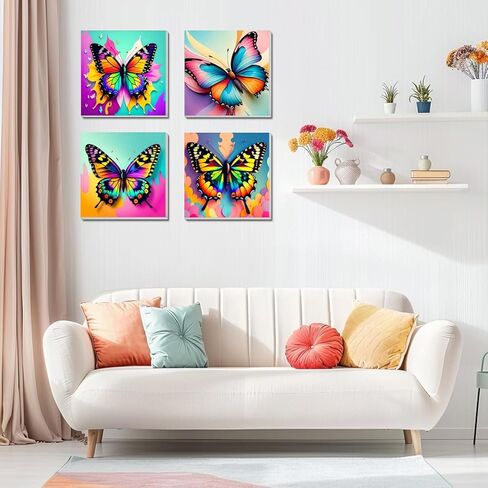 4 Pack Paint by Numbers Kit for Kids, Butterfly Color by Number Painting Kits for Kids Ages 8-12 Butterfly Paint by Numbers with Framed Canvas Children DIY Paints by Number Kits for Beginners 8x8 Inch in Saudi Arabia
