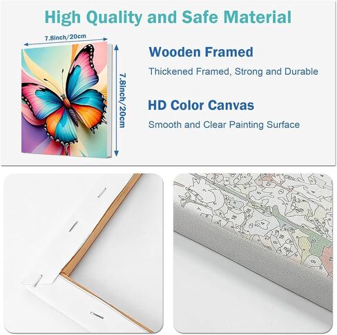4 Pack Paint by Numbers Kit for Kids, Butterfly Color by Number Painting Kits for Kids Ages 8-12 Butterfly Paint by Numbers with Framed Canvas Children DIY Paints by Number Kits for Beginners 8x8 Inch in Saudi Arabia