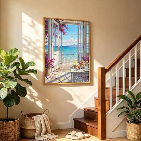 TOCOHANALOGY Paint by Numbers Kit for Adults, Beach Landscape DIY Number Painting for Adults Beginner, Flower Adult Paint by Number Kits on Canvas for Home Wall Decor 16x20in in Saudi Arabia