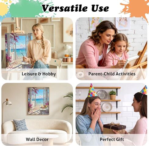 TOCOHANALOGY Paint by Numbers Kit for Adults, Beach Landscape DIY Number Painting for Adults Beginner, Flower Adult Paint by Number Kits on Canvas for Home Wall Decor 16x20in in Saudi Arabia