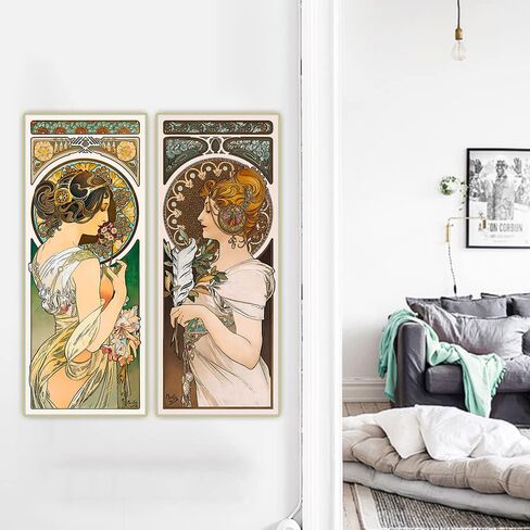 Paint by Numbers for Adults Alphonse Mucha《Feather & Primrose, 1899》 Digital Oil Canvas Painting Kits for Kids Birthday Wedding Decorations Gifts in Saudi Arabia