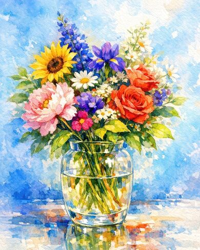TOCOHANALOGY Paint by Numbers Kit for Adults, Colorful Flowers Adult Paint by Number Kits on Canvas, DIY Acrylic Oil Painting by Numbers Adults Beginner for Home Wall Decor (16x20inch) in Saudi Arabia
