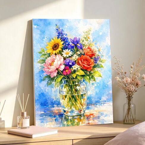 TOCOHANALOGY Paint by Numbers Kit for Adults, Colorful Flowers Adult Paint by Number Kits on Canvas, DIY Acrylic Oil Painting by Numbers Adults Beginner for Home Wall Decor (16x20inch) in Saudi Arabia