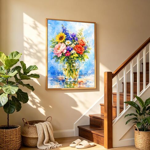 TOCOHANALOGY Paint by Numbers Kit for Adults, Colorful Flowers Adult Paint by Number Kits on Canvas, DIY Acrylic Oil Painting by Numbers Adults Beginner for Home Wall Decor (16x20inch) in Saudi Arabia