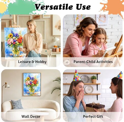 TOCOHANALOGY Paint by Numbers Kit for Adults, Colorful Flowers Adult Paint by Number Kits on Canvas, DIY Acrylic Oil Painting by Numbers Adults Beginner for Home Wall Decor (16x20inch) in Saudi Arabia