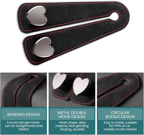 2 PCS Car Purse Hook, Cute Headrest Hooks, Seat Back Storage Holder, for Umbrellas Wallets Support, Multifunctiona Car Accessories (Black) in Kuwait