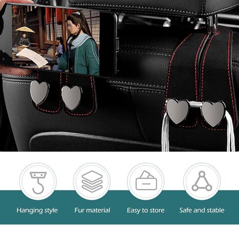 2 PCS Car Purse Hook, Cute Headrest Hooks, Seat Back Storage Holder, for Umbrellas Wallets Support, Multifunctiona Car Accessories (Black) in Kuwait