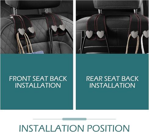 2 PCS Car Purse Hook, Cute Headrest Hooks, Seat Back Storage Holder, for Umbrellas Wallets Support, Multifunctiona Car Accessories (Black) in Kuwait