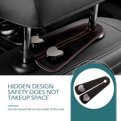 2 PCS Car Purse Hook, Cute Headrest Hooks, Seat Back Storage Holder, for Umbrellas Wallets Support, Multifunctiona Car Accessories (Black) in Kuwait