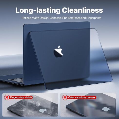 Macaset for MacBook Air 13 inch Case (M5/M4/M3/M2, 2026–2022 A3449 A3240 A3113 A2681), True to Original Color Lightweight, Scratch & Fingerprint Resistant Hard Shell– Midnight Clear in Saudi Arabia