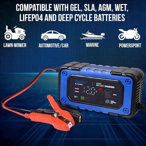 Mighty Max Battery 12V 7A Smart Battery Charger and Maintainer with Repair Mode Compatible with LiFePO4, SLA, Gel, AGM and Wet Cell Batteries in Kuwait