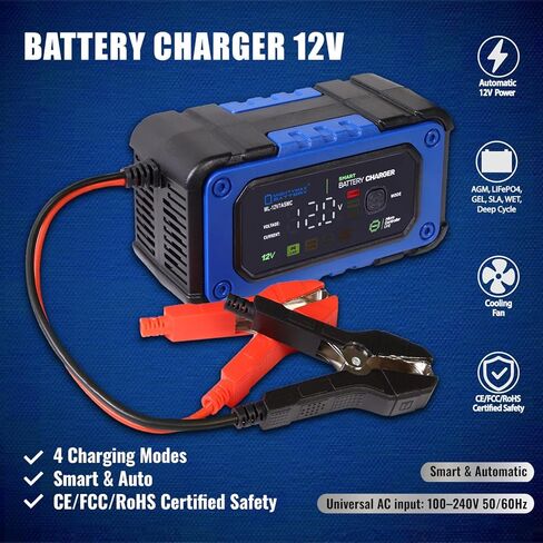 Mighty Max Battery 12V 7A Smart Battery Charger and Maintainer with Repair Mode Compatible with LiFePO4, SLA, Gel, AGM and Wet Cell Batteries in Kuwait