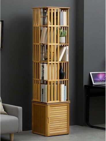 Bookshelf Rotating Bookshelf, Floor Storage Cabinet, Simple Living Room and Bedroom Book Rack for Living Room Home Office in Saudi Arabia