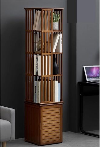 Bookshelf Rotating Bookshelf, Floor Storage Cabinet, Simple Living Room and Bedroom Book Rack for Living Room Home Office in Saudi Arabia