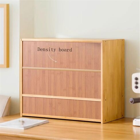 Bookshelf Desktop Bookshelf Bamboo, with Glass Sliding Cabinet Doors Organizer Rack, for Home Office Study Storage Shelf for Living Room Home Office in Kuwait
