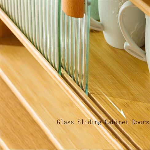 Bookshelf Desktop Bookshelf Bamboo, with Glass Sliding Cabinet Doors Organizer Rack, for Home Office Study Storage Shelf for Living Room Home Office in Kuwait