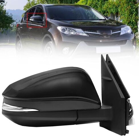 Left Driver Side Mirror Fits 2013-2015 Toyota RAV4, with Power Heated Turn Signal and Manual Folding Without Blind Spot Match Black Replace 87940-42B50 (7Pins) (Left/Driver Side) in Saudi Arabia