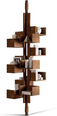 Bookshelf Walnut Bookshelf, Swivel Adjustable Shelving, Showroom Model Room Designer Corner for Living Room Home Office in Saudi Arabia