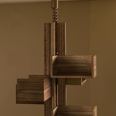 Bookshelf Walnut Bookshelf, Swivel Adjustable Shelving, Showroom Model Room Designer Corner for Living Room Home Office in Saudi Arabia