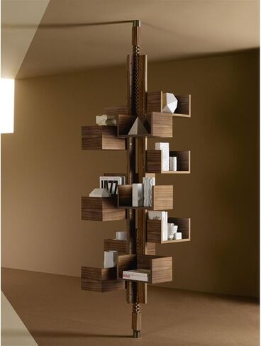 Bookshelf Walnut Bookshelf, Swivel Adjustable Shelving, Showroom Model Room Designer Corner for Living Room Home Office in Saudi Arabia