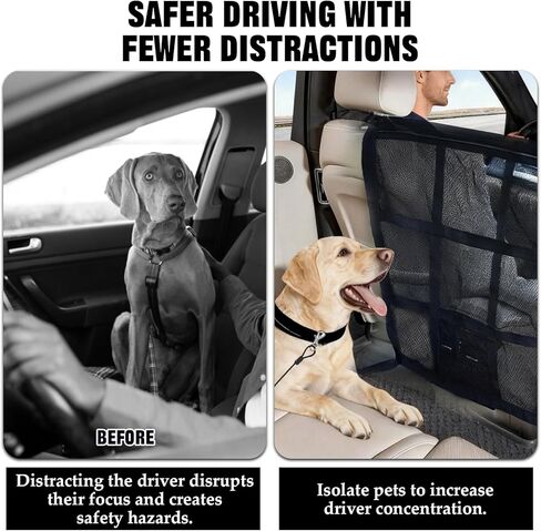 Dog Car Barrier,Dog Car Net Barrier with Mesh Organizer,Universal Pet Barrier for Sedan,SUV,Truck with A Pet Tie Out Cable in Saudi Arabia