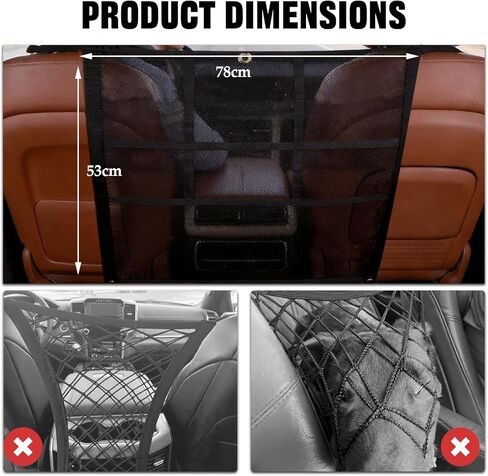 Dog Car Barrier,Dog Car Net Barrier with Mesh Organizer,Universal Pet Barrier for Sedan,SUV,Truck with A Pet Tie Out Cable in Saudi Arabia