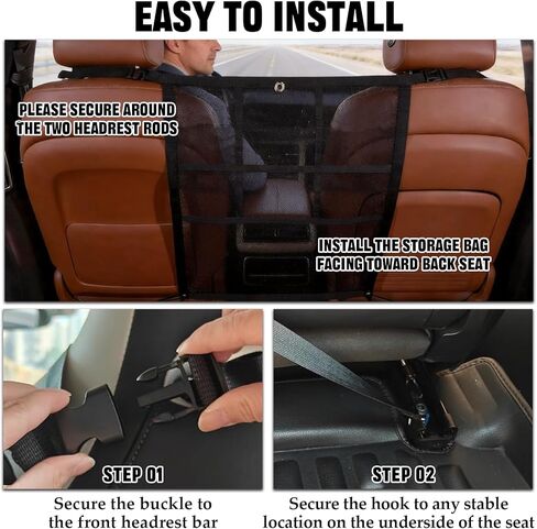Dog Car Barrier,Dog Car Net Barrier with Mesh Organizer,Universal Pet Barrier for Sedan,SUV,Truck with A Pet Tie Out Cable in Saudi Arabia