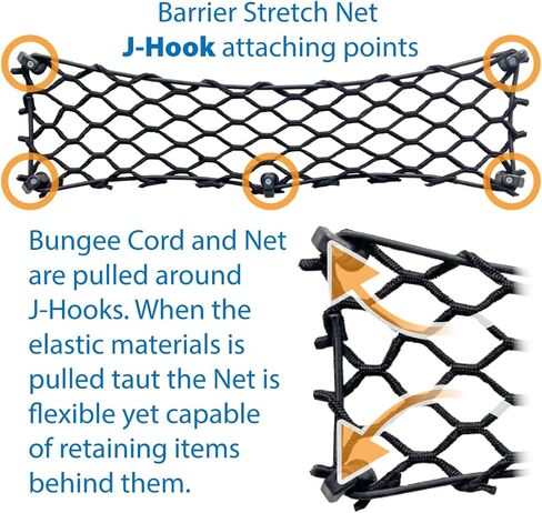 Barrier Stretch Cargo Net Pocket for Auto, RV, or Home Organization and Storage (8" x 24") (White) in Saudi Arabia