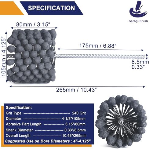 Garhgi 4-1/8"(105mm) Cylinder Honing Tool, 240 Grit Silicon Carbide Balls, Flexible Resilient for Large Automotive Motorcycle Engine Brake Rotor Tube Piston Ring Crosshatching Restoration Deburring in Saudi Arabia