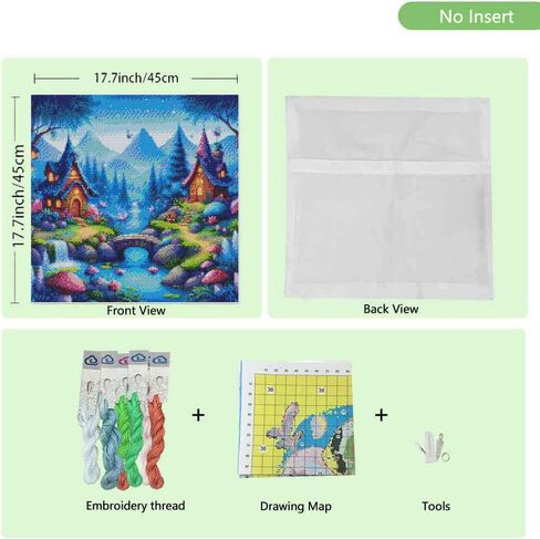 Huacan Cross-Stitch Pillow Kit Stamped Landscape Pattern Without Pillow Core for Adults Beginners 17.7 x 17.7 in in Saudi Arabia