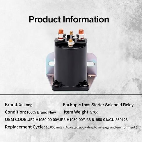 12V Starter Solenoid Relay OEM JF2-H1950-00-00 JR3-H1950-00 J38-81950-01 CU 869128 Compatible with Yamaha G2 G8 G9 G11 G14 G16 G20 1985-2002 4 Terminal Solenoid Cart Replaces in Kuwait