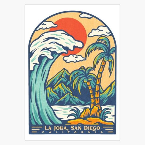 La Jolla San Diego Palm Sun Window Water Bottle Bumper Sticker Decal 5" in Kuwait
