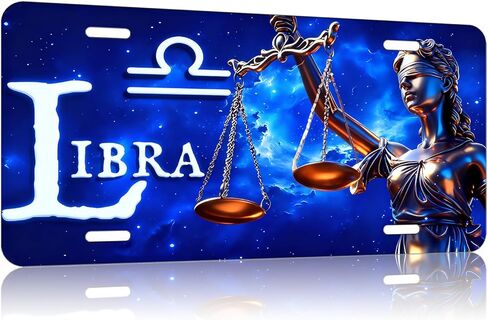 Libra.Ladies'.Decorative Front License Plate Cover.Wall Decoration.Vehicle Decoration.Female License plate6x12inch 4(Holes) in Saudi Arabia