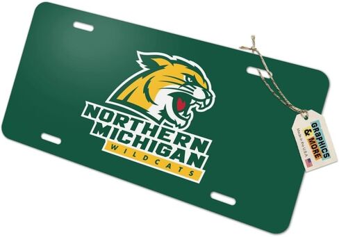 الرسومات والمزيد من شعار Northern Michigan Wildcats، لوحة ترخيص معدنية جديدة in Kuwait