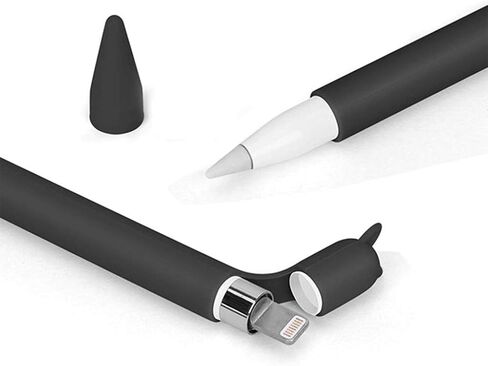 Cute for Cat Ear Anti-Scroll Silicone Protective Pouch Cap Holder Nib Cover Protective for case Skin for Pencil 1, Black in Kuwait