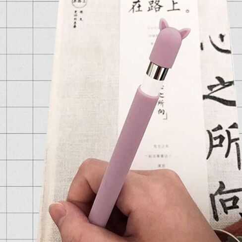 Cute for Cat Ear Anti-Scroll Silicone Protective Pouch Cap Holder Nib Cover Protective for case Skin for Pencil 1, Black in Kuwait