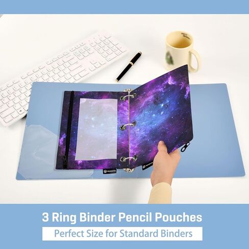 Starry Galaxy Pencil Pouch for 3 Ring Binder，Zippered Pencil Case with Clear Window Organizers Bag 2 Packs in Saudi Arabia