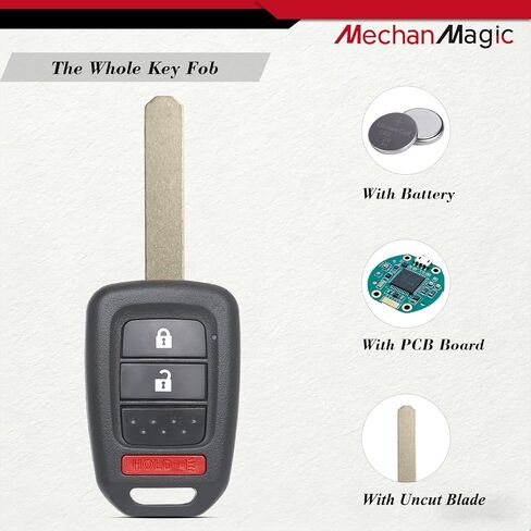 MechanMagic Key Fob Replacement Compatible with Honda CRV 2014-2016 / Crosstour 2013-2015 / Honda Fit 2015-2020 Keyless Entry Remote Control Uncut Key MLBHLIK6-1T 35118-TY4-A00 (Set of 2) in Kuwait