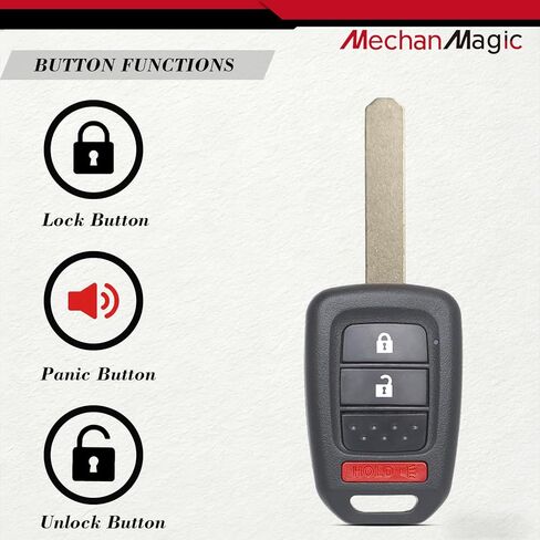 MechanMagic Key Fob Replacement Compatible with Honda CRV 2014-2016 / Crosstour 2013-2015 / Honda Fit 2015-2020 Keyless Entry Remote Control Uncut Key MLBHLIK6-1T 35118-TY4-A00 (Set of 2) in Kuwait