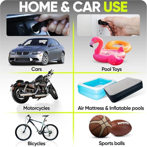 FORTEM Tire Inflator Portable Air Compressor, Air Pump for Car Tires and Bikes, Car Tire Pump w/Auto Shut Off, 150 PSI, 110V AC 12V DC, LED Light, Carrying Case, Perfect for Men, Women in Kuwait