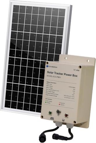 ECO-WORTHY Power Box for Solar Tracker System IP65 Waterproof: 10W Monocrystalline Solar Panel + 6AH 12V LiFePO4 Battery with 3000+ Cycles and BMS Protection Plug and Play for Garden and Outdoor in Kuwait