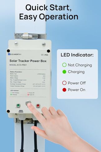 ECO-WORTHY Power Box for Solar Tracker System IP65 Waterproof: 10W Monocrystalline Solar Panel + 6AH 12V LiFePO4 Battery with 3000+ Cycles and BMS Protection Plug and Play for Garden and Outdoor in Kuwait